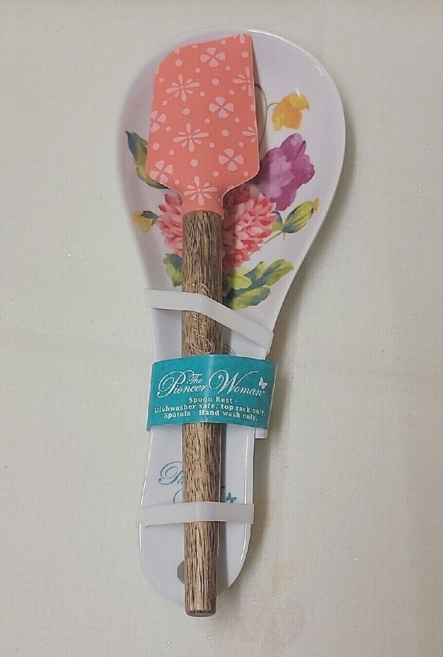 Pioneer Woman Spatula & Spoon Rest 2 pc Set Blooming Bouquet